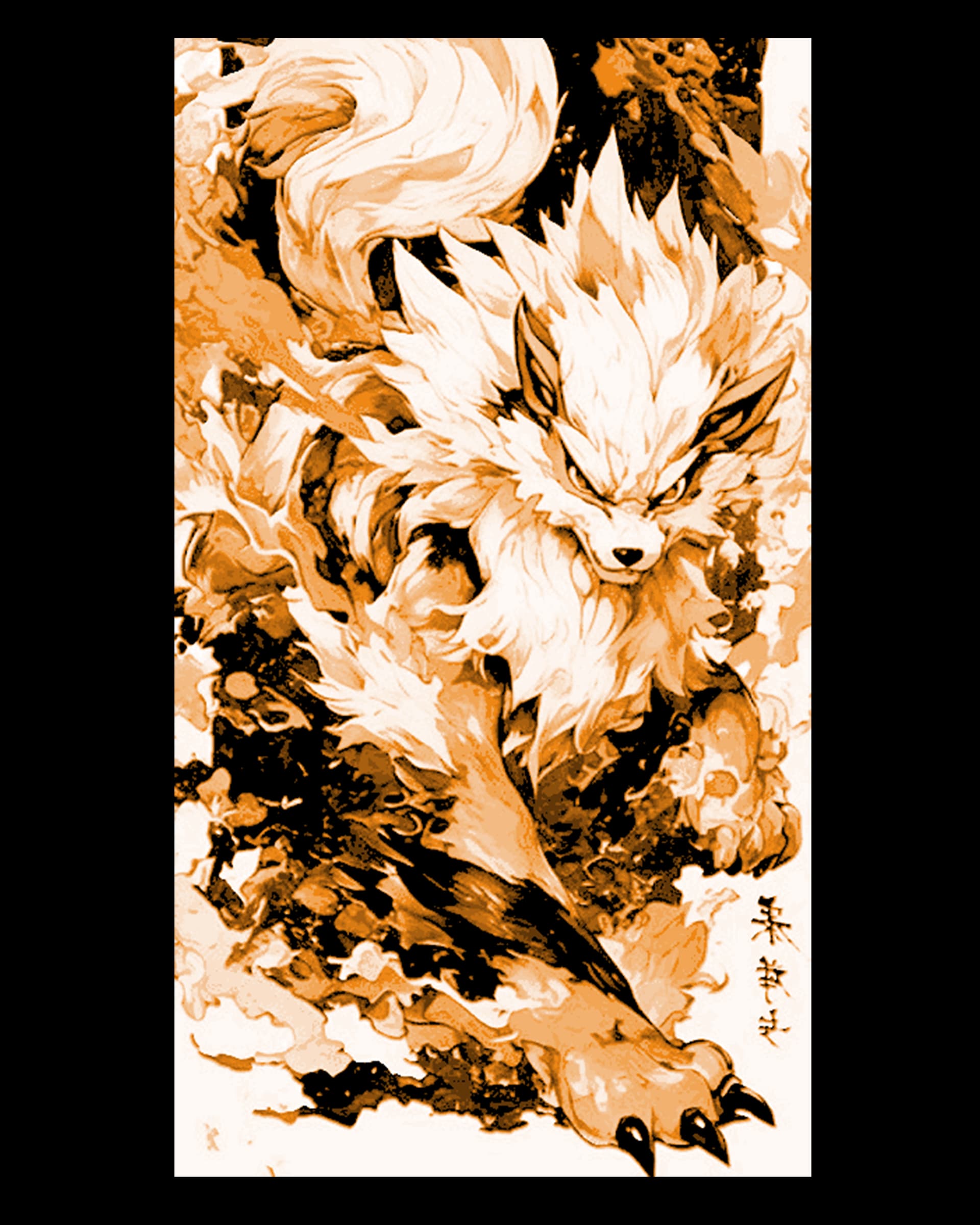 Fanart of the Pokémon Arcanine in a vintage Asian style - Hueforge art Fanart of the Pokémon Arcanine in a vintage Asian style - Hueforge art