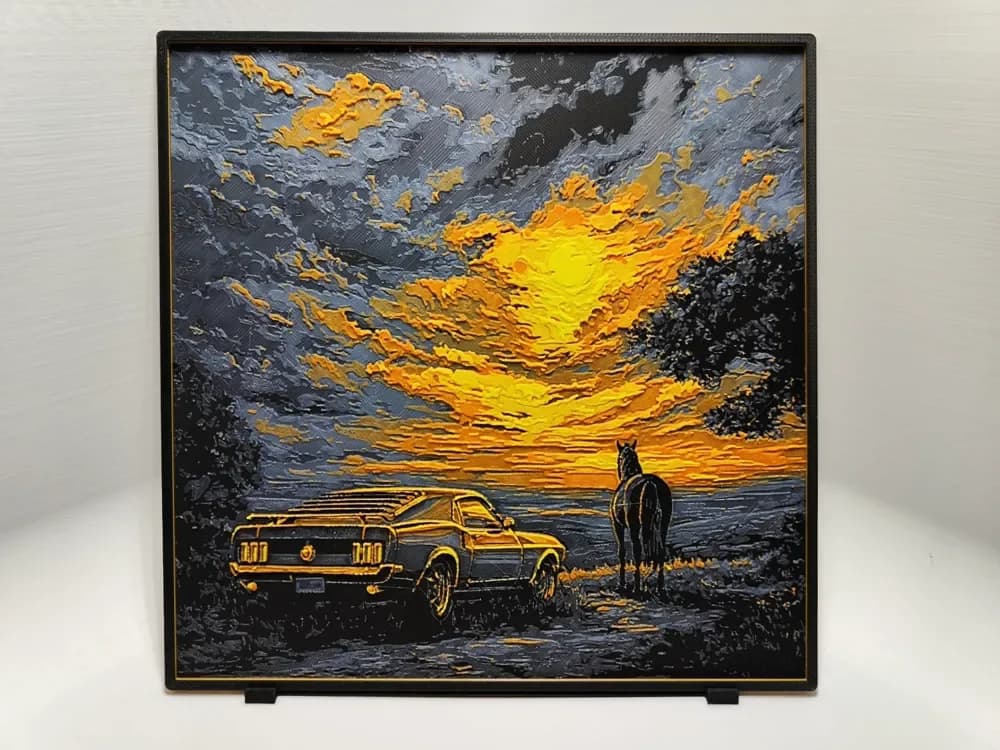 HueForge model: Mustang Sunset - Hueforge by BeaN