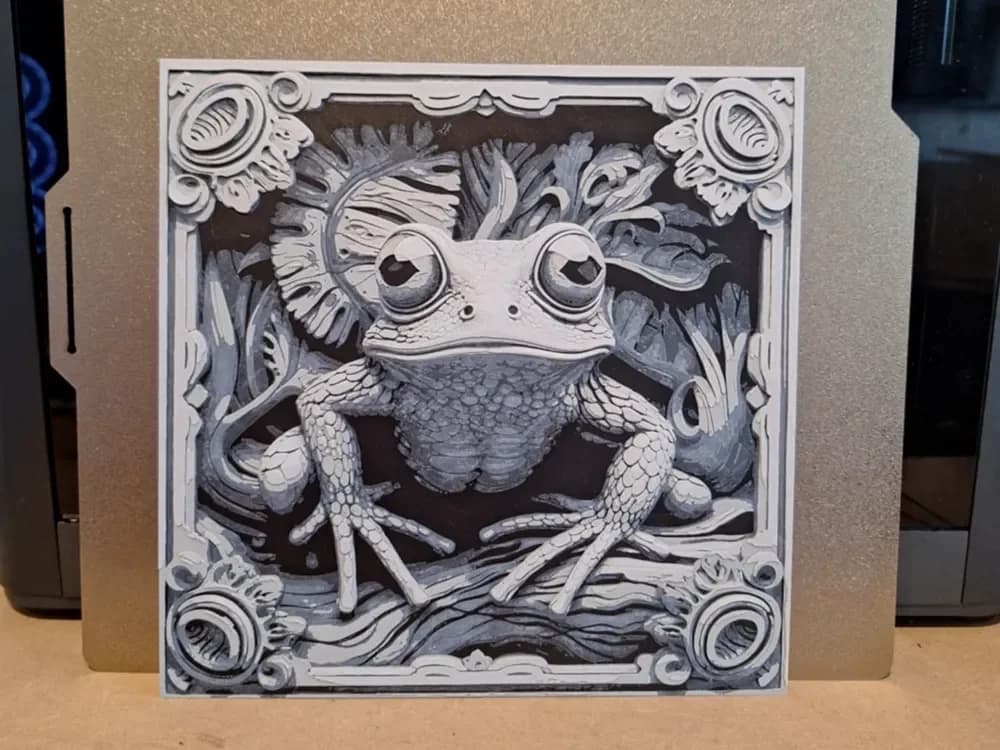 Frog on a log - Hueforge by 3dGlow HueForge model: Frog on a log - Hueforge by 3dGlow
