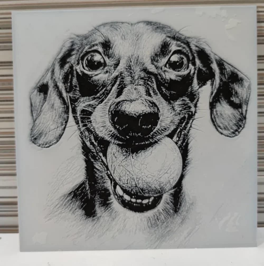 Hueforge dog with ball in mouth by Litolunar HueForge model: Hueforge dog with ball in mouth by Litolunar
