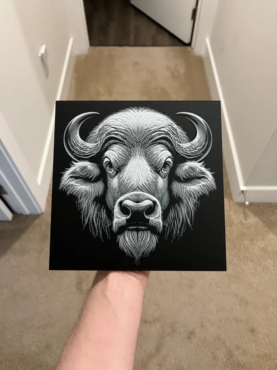 Buffalo Face Hueforge by RP47 Designs HueForge model: Buffalo Face Hueforge by RP47 Designs