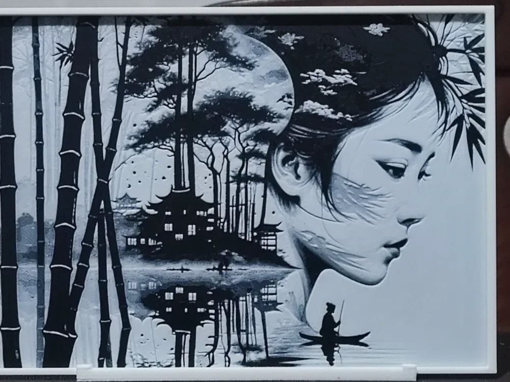 Double Exposure Geisha Dreams - HueForge 2 Color by BoDad HueForge model: Double Exposure Geisha Dreams - HueForge 2 Color by BoDad