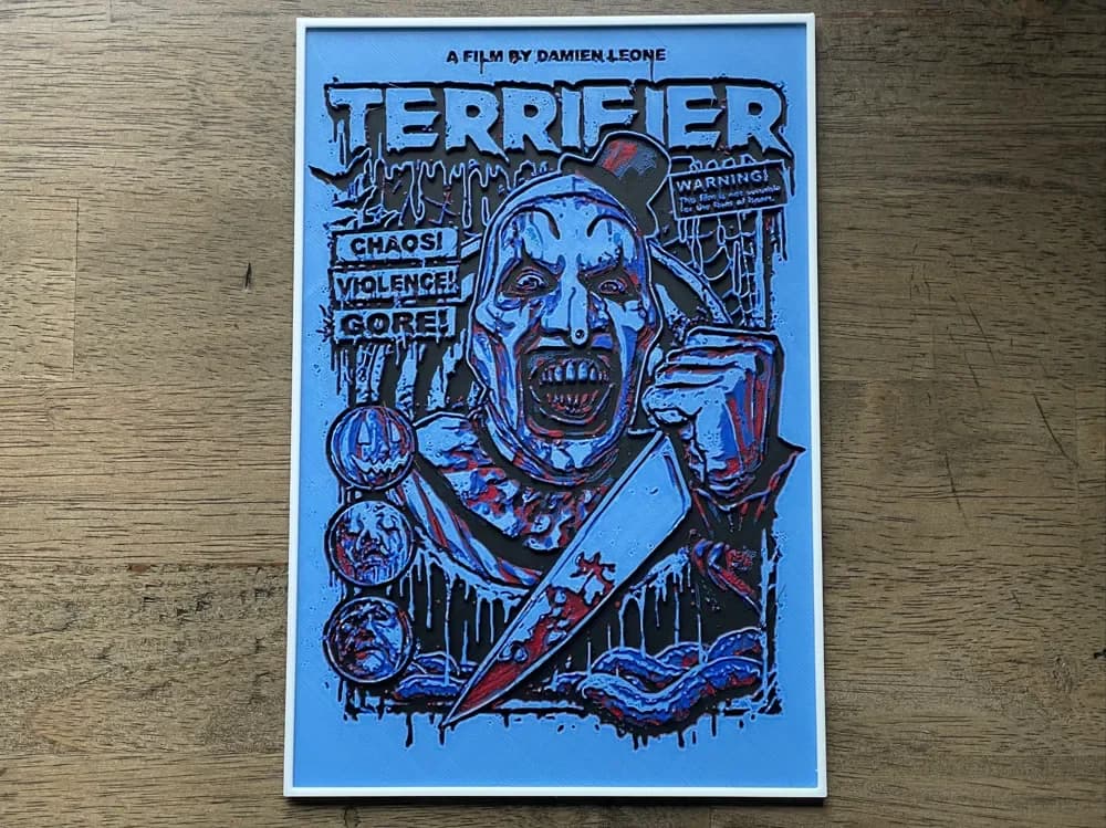 Terrifier (2016) Hueforge Movie Poster by NiiON HueForge model: Terrifier (2016) Hueforge Movie Poster by NiiON