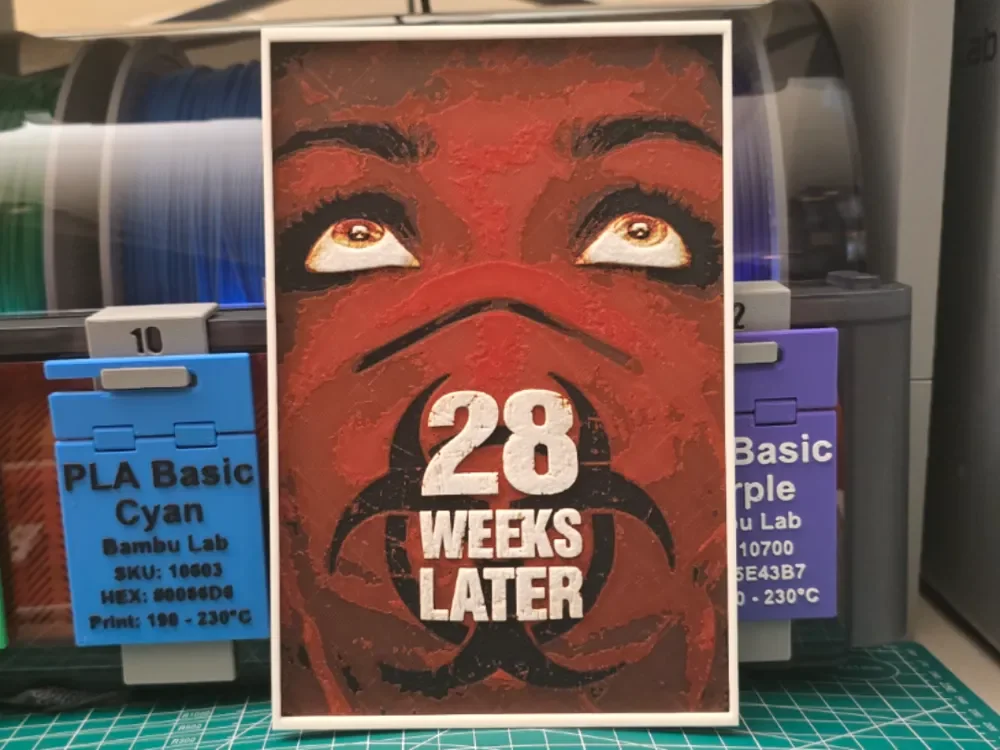 HueForge model: 28 Weeks Later Movie Poster - Hueforge Art by Lumpy3D