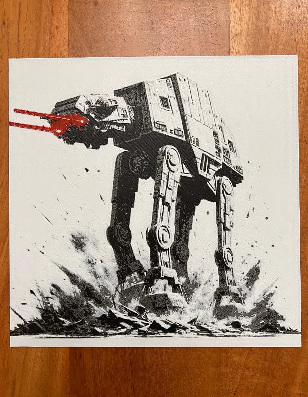 AT-AT Firing Red Blasters by JustBe 3D Printing HueForge model: AT-AT Firing Red Blasters by JustBe 3D Printing