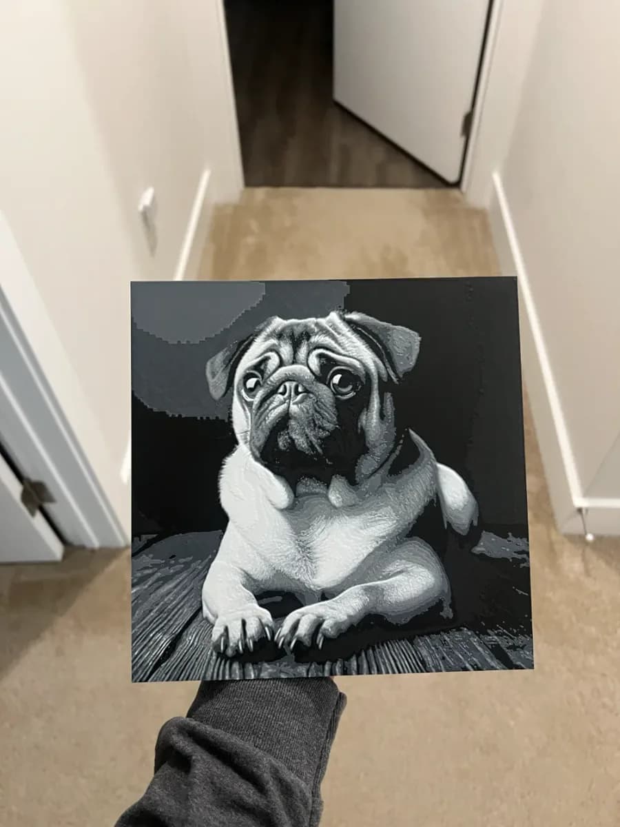 Pug Art Hueforge by RP47 Designs HueForge model: Pug Art Hueforge by RP47 Designs
