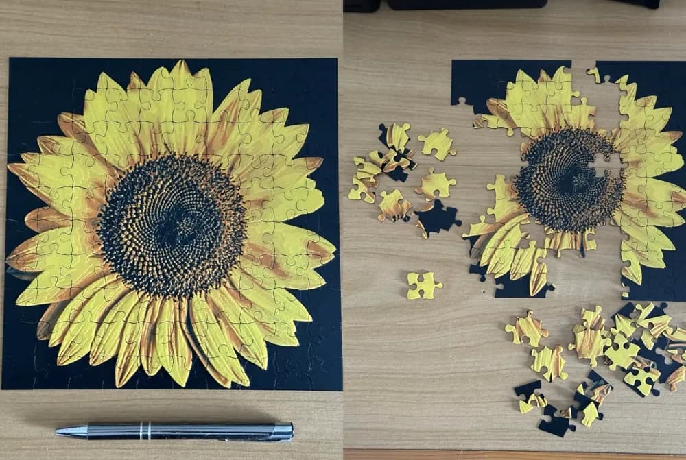 Sunflower Puzzle 200x200 print in place by enricoRE HueForge model: Sunflower Puzzle 200x200 print in place by enricoRE