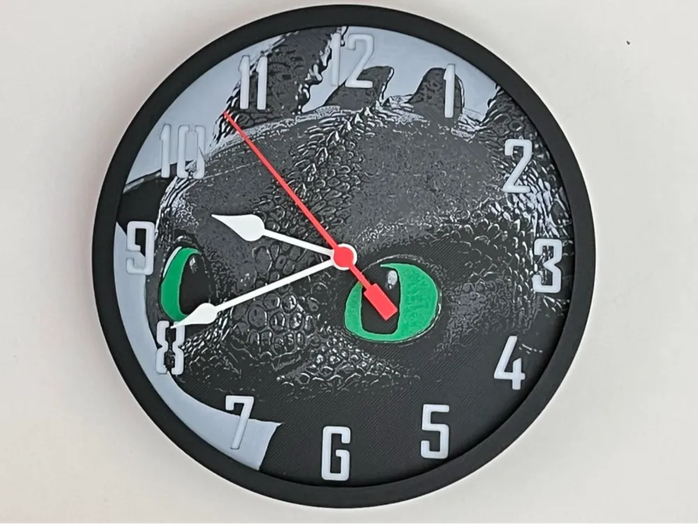 Customizable Clock - Toothless by 3djd HueForge model: Customizable Clock - Toothless by 3djd