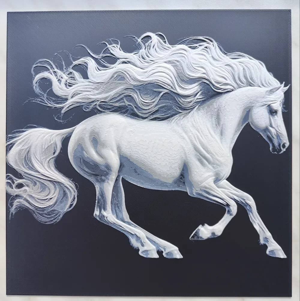 Galloping white stallion - Hueforge by BeaN HueForge model: Galloping white stallion - Hueforge by BeaN