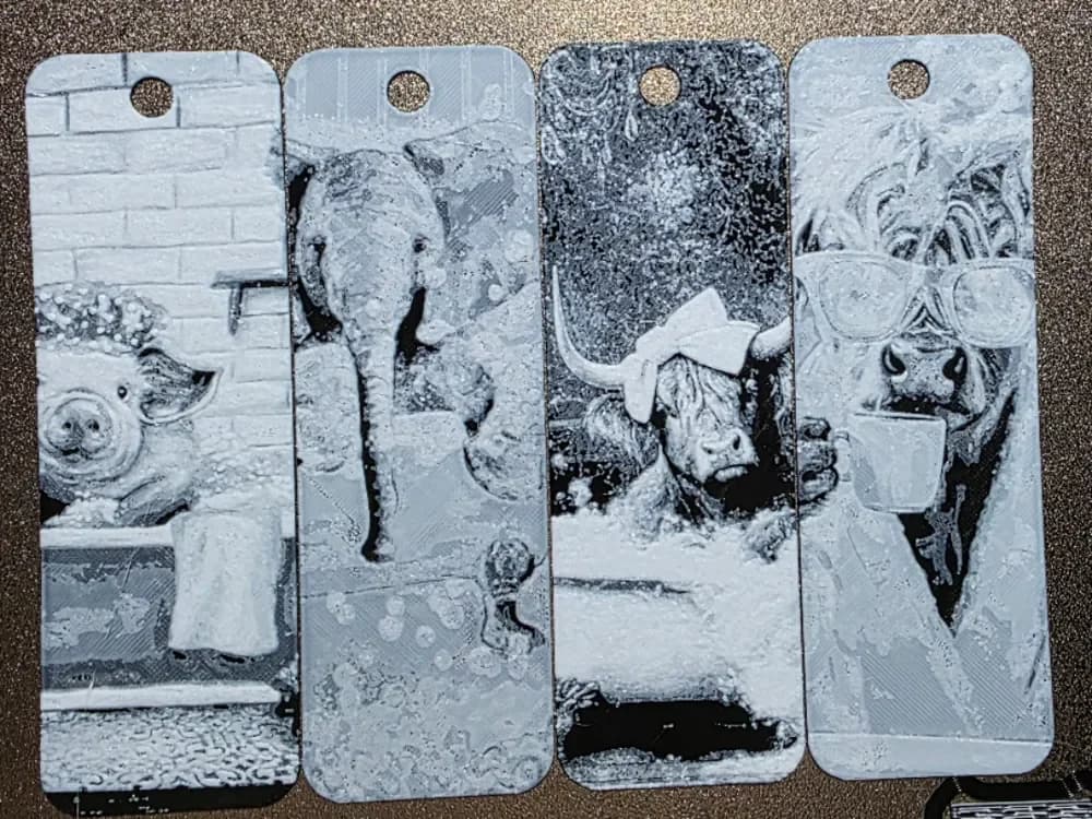 Animal Spa Day Set of 4 Hueforge Bookmarks No AMS by AirMechDesigns HueForge model: Animal Spa Day Set of 4 Hueforge Bookmarks No AMS by AirMechDesigns