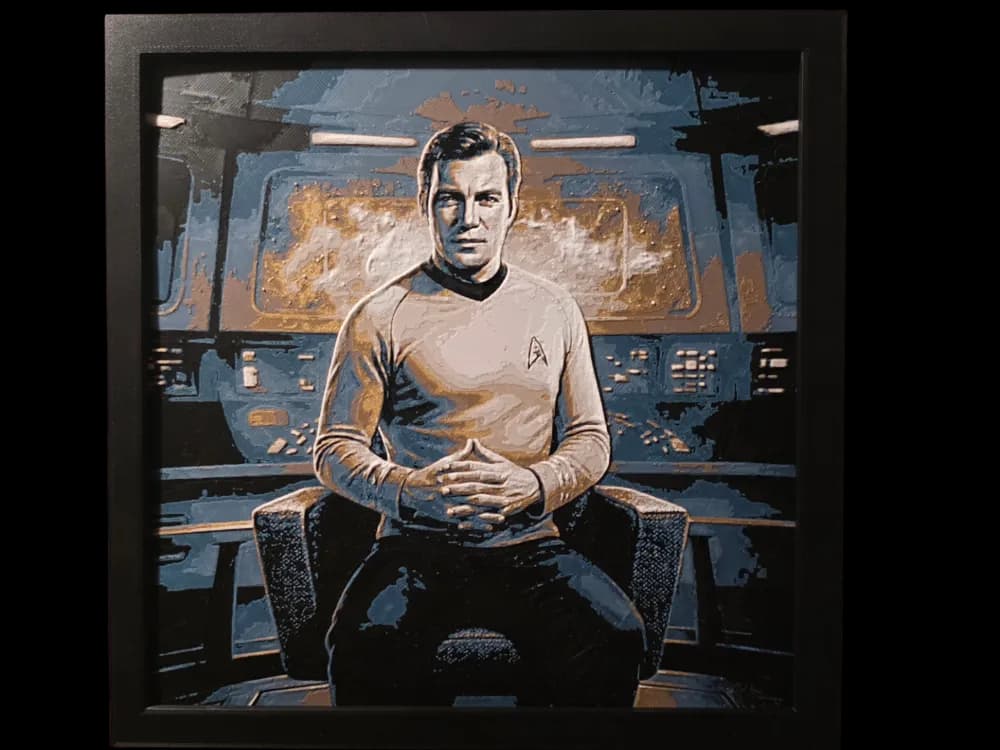 Captain Kirk - Star Trek - Hueforge 200x200 by Side Quest Hues HueForge model: Captain Kirk - Star Trek - Hueforge 200x200 by Side Quest Hues