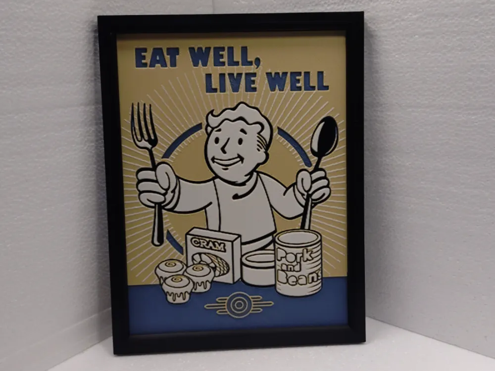Fallout Eat Well Live Well by Asgar3D HueForge model: Fallout Eat Well Live Well by Asgar3D