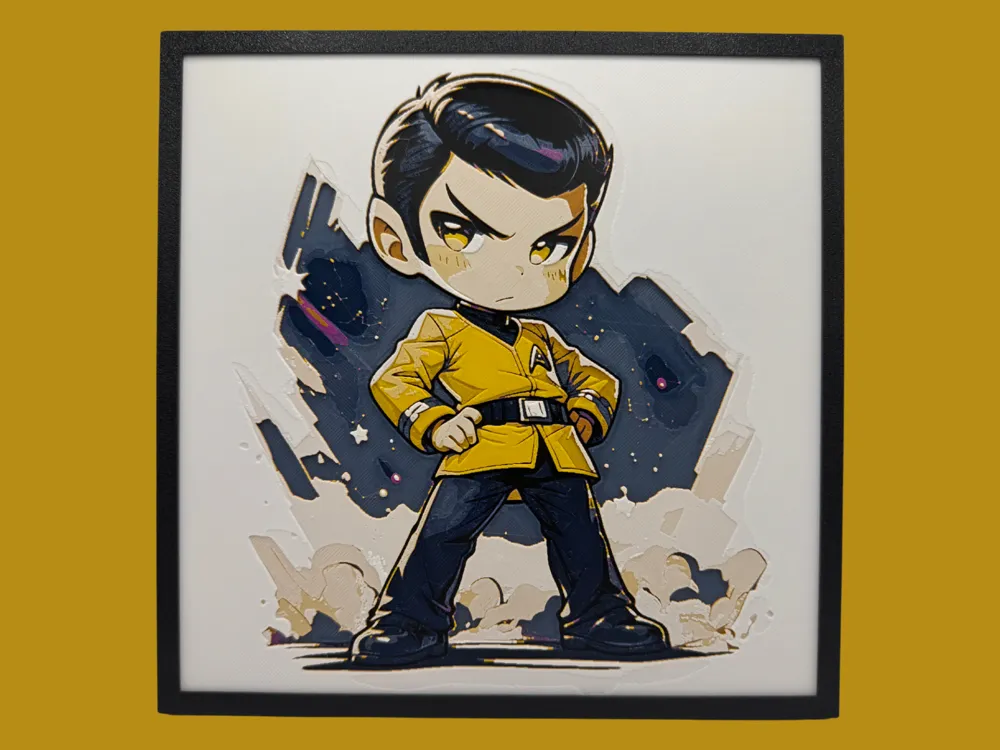Lieutenant Hikaru Sulu - Chibi Edition by Canadian Gamer HueForge model: Lieutenant Hikaru Sulu - Chibi Edition by Canadian Gamer