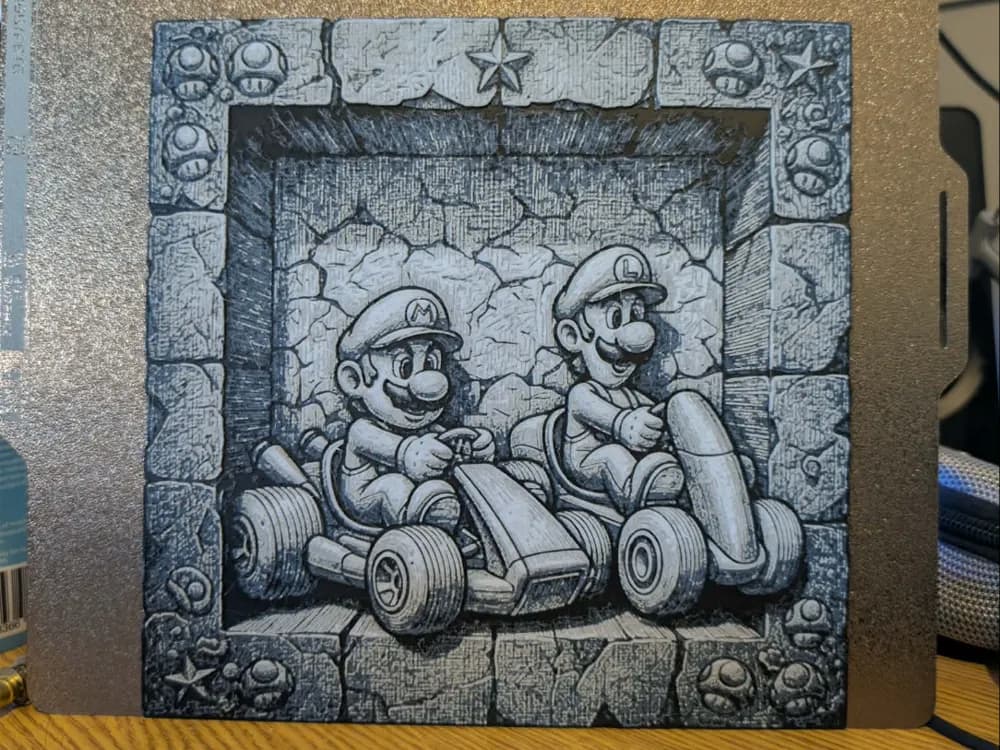 Slate look Mario and Luigi - hueforge by 3dGlow HueForge model: Slate look Mario and Luigi - hueforge by 3dGlow