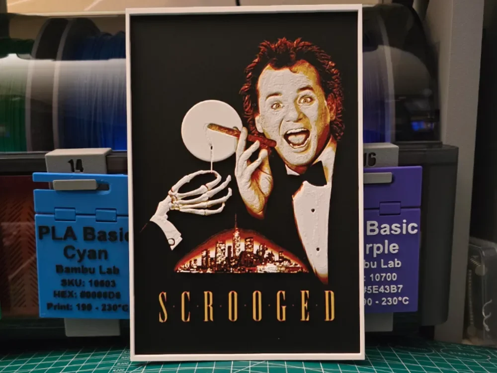 Scrooged Movie Poster - Hueforge Art by Lumpy3D HueForge model: Scrooged Movie Poster - Hueforge Art by Lumpy3D