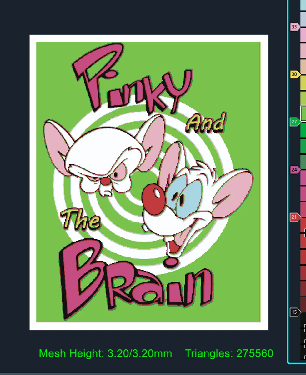 Pinky and the Brain Mini by Strata Prints HueForge model: Pinky and the Brain Mini by Strata Prints