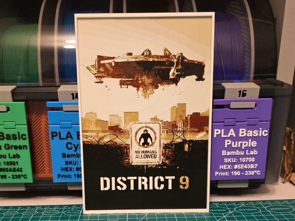 District 9 Movie Poster - Hueforge Art by Lumpy3D HueForge model: District 9 Movie Poster - Hueforge Art by Lumpy3D