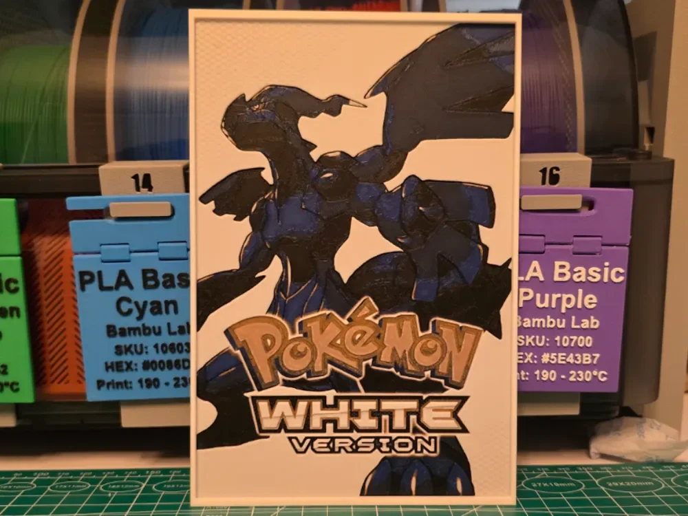 Pokémon White Version Poster - Hueforge Art by Lumpy3D HueForge model: Pokémon White Version Poster - Hueforge Art by Lumpy3D