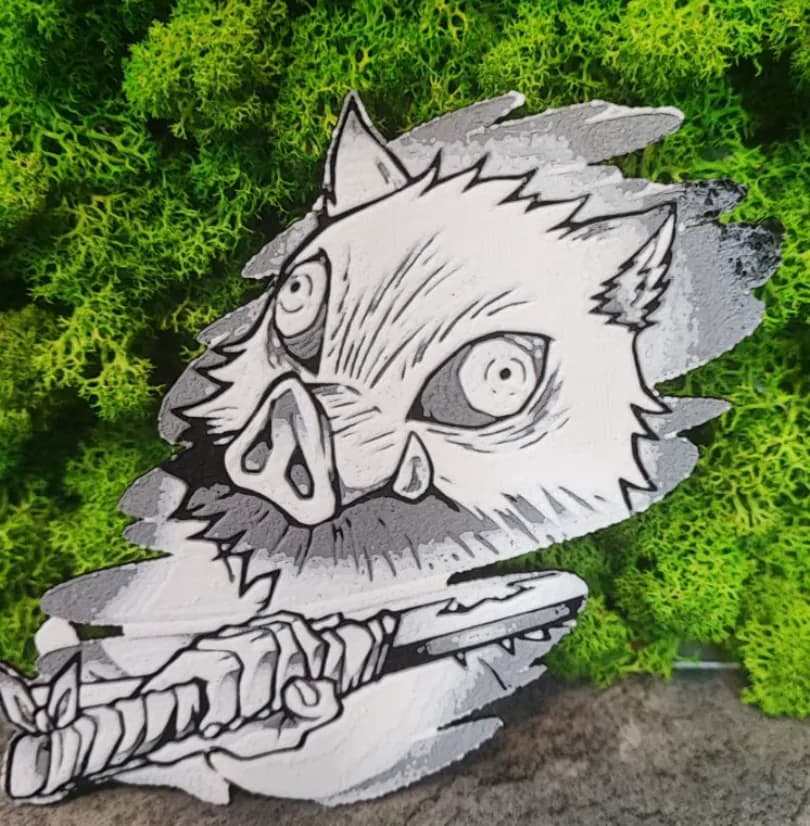 Inosuke Demon Slayer by Garuda3D HueForge model: Inosuke Demon Slayer by Garuda3D
