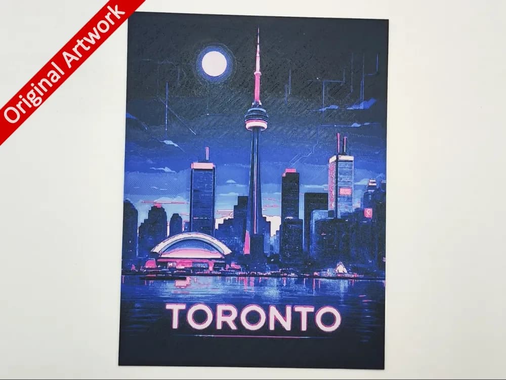 Toronto cyberpunk travel poster - hueforge by Altf4-Formation HueForge model: Toronto cyberpunk travel poster - hueforge by Altf4-Formation