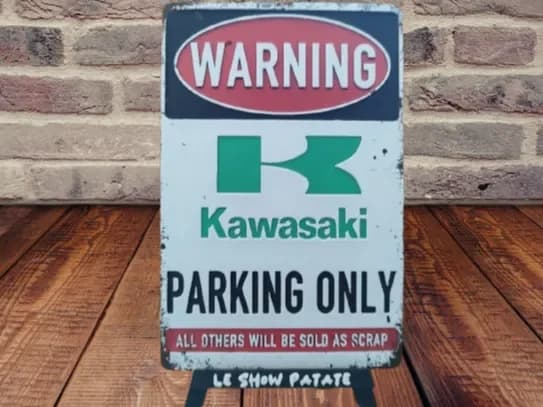 Vintage Kawasaki parking sign: Hueforge Vintage Kawasaki parking sign: Hueforge
