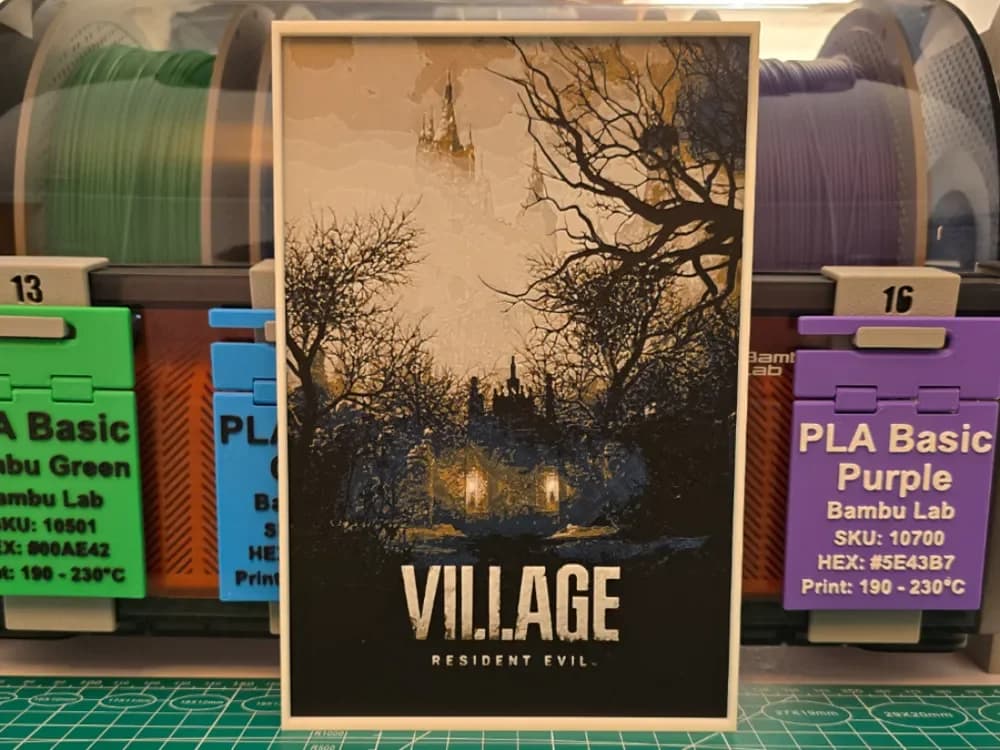 Resident Evil Village Poster - Hueforge Art by Lumpy3D HueForge model: Resident Evil Village Poster - Hueforge Art by Lumpy3D