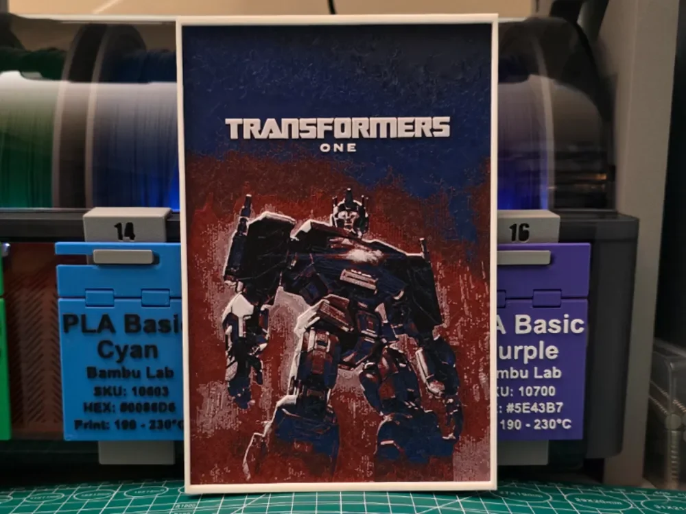 Transformers One Movie Poster - Hueforge Art by Lumpy3D HueForge model: Transformers One Movie Poster - Hueforge Art by Lumpy3D