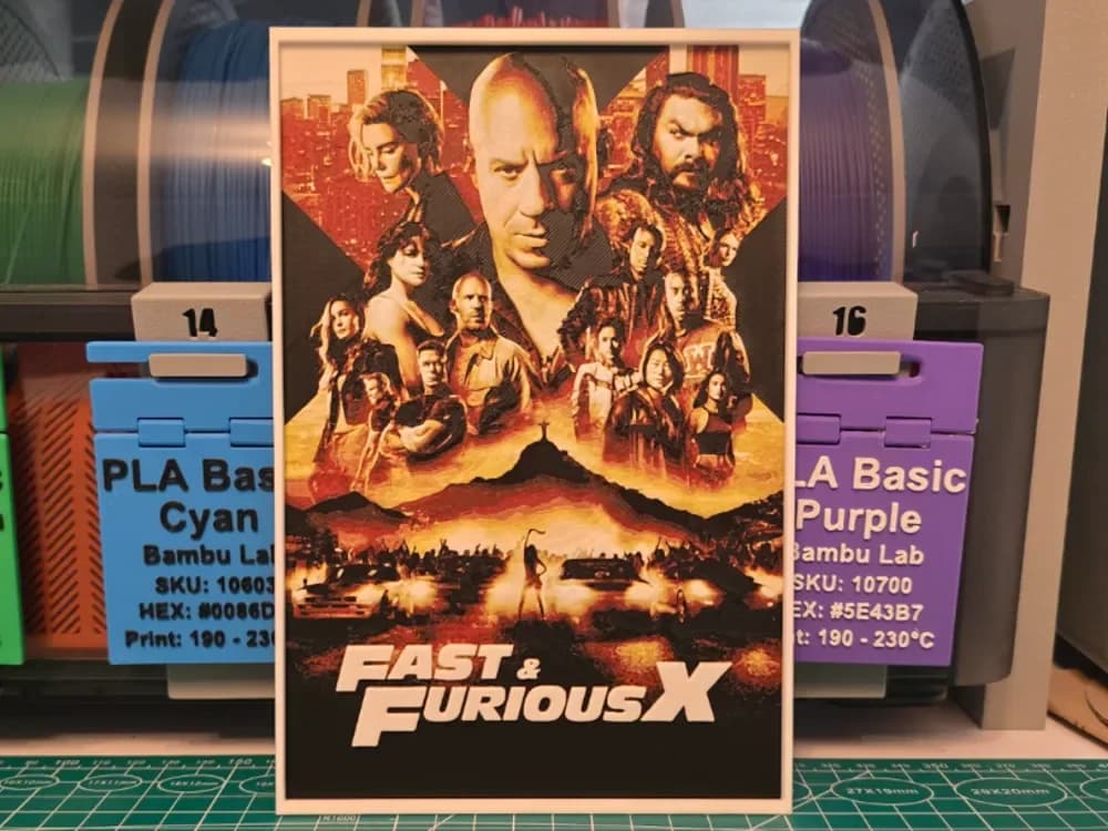 Fast X Movie Poster - Hueforge Art by Lumpy3D HueForge model: Fast X Movie Poster - Hueforge Art by Lumpy3D