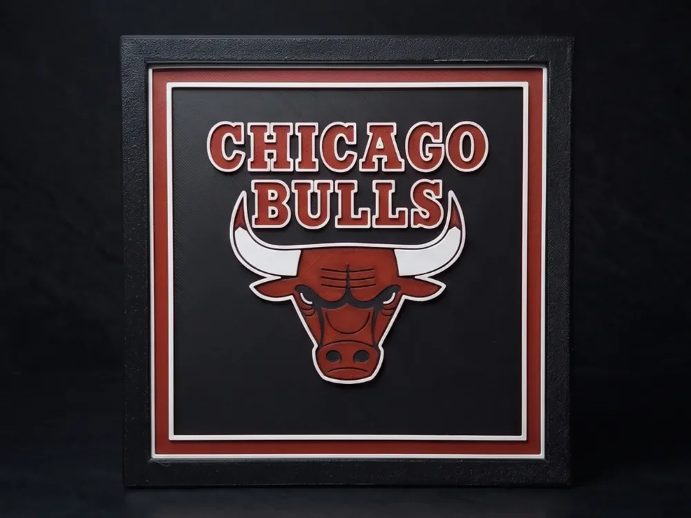 Chicago Bulls Logo - 3 Colours by LED HueForge model: Chicago Bulls Logo - 3 Colours by LED