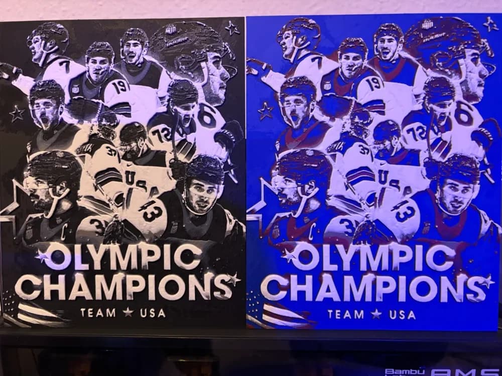 Team USA Olympic Champions Hockey Gold Medal 2026 by Reeftank&more HueForge model: Team USA Olympic Champions Hockey Gold Medal 2026 by Reeftank&more