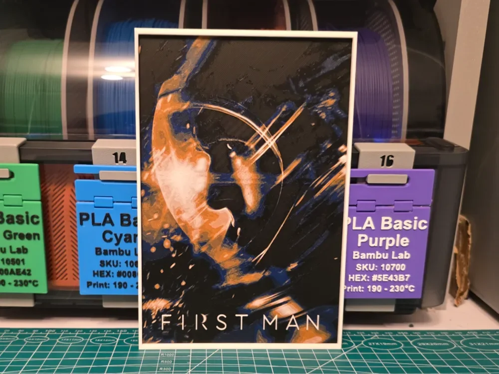 First Man Movie Poster - Hueforge Art by Lumpy3D HueForge model: First Man Movie Poster - Hueforge Art by Lumpy3D