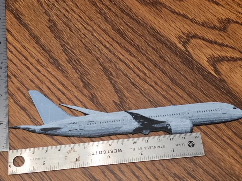 Boeing 787 Bookmark Hueforge (2 color B/W) No AMS by AirMechDesigns HueForge model: Boeing 787 Bookmark Hueforge (2 color B/W) No AMS by AirMechDesigns