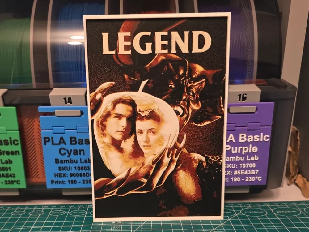 Legend Movie Poster - Hueforge Art by Lumpy3D HueForge model: Legend Movie Poster - Hueforge Art by Lumpy3D