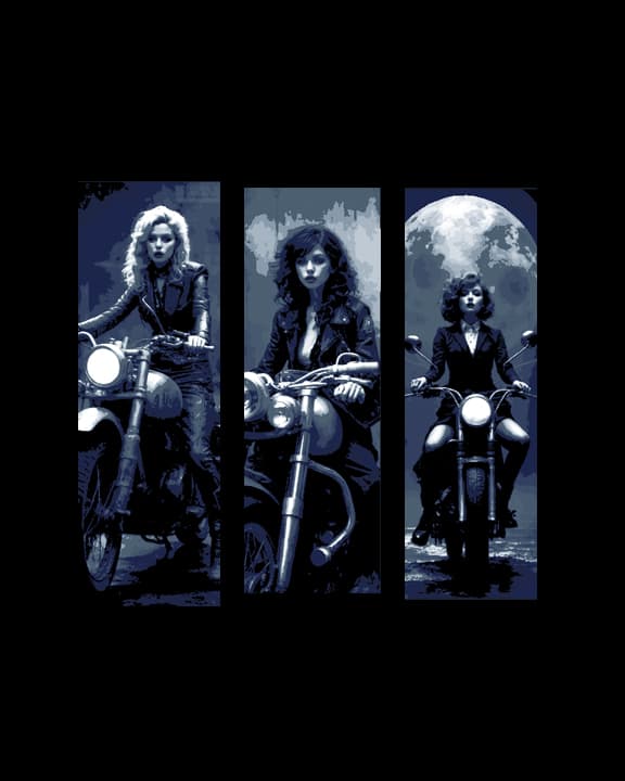 Biker Beauties with their Leather Jackets and Ride - Set of 3 Bookmarks Biker Beauties with their Leather Jackets and Ride - Set of 3 Bookmarks