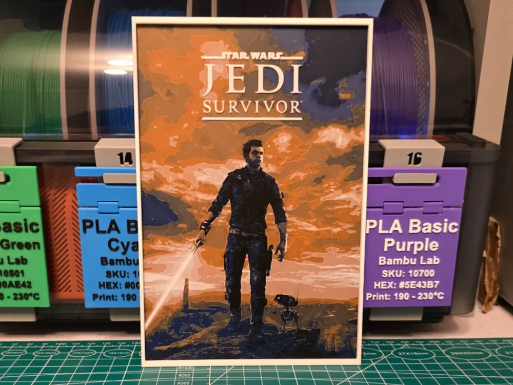HueForge model: Star Wars Jedi: Survivor Game Poster - Hueforge by Lumpy3D