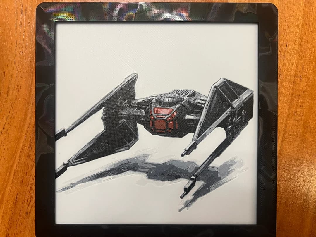 Kylo Ren's TIE Fighter by JustBe 3D Printing HueForge model: Kylo Ren's TIE Fighter by JustBe 3D Printing