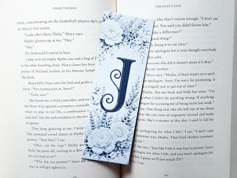 Bookmark, Monogram J, Floral Background, Hueforge by Dame Jo HueForge model: Bookmark, Monogram J, Floral Background, Hueforge by Dame Jo