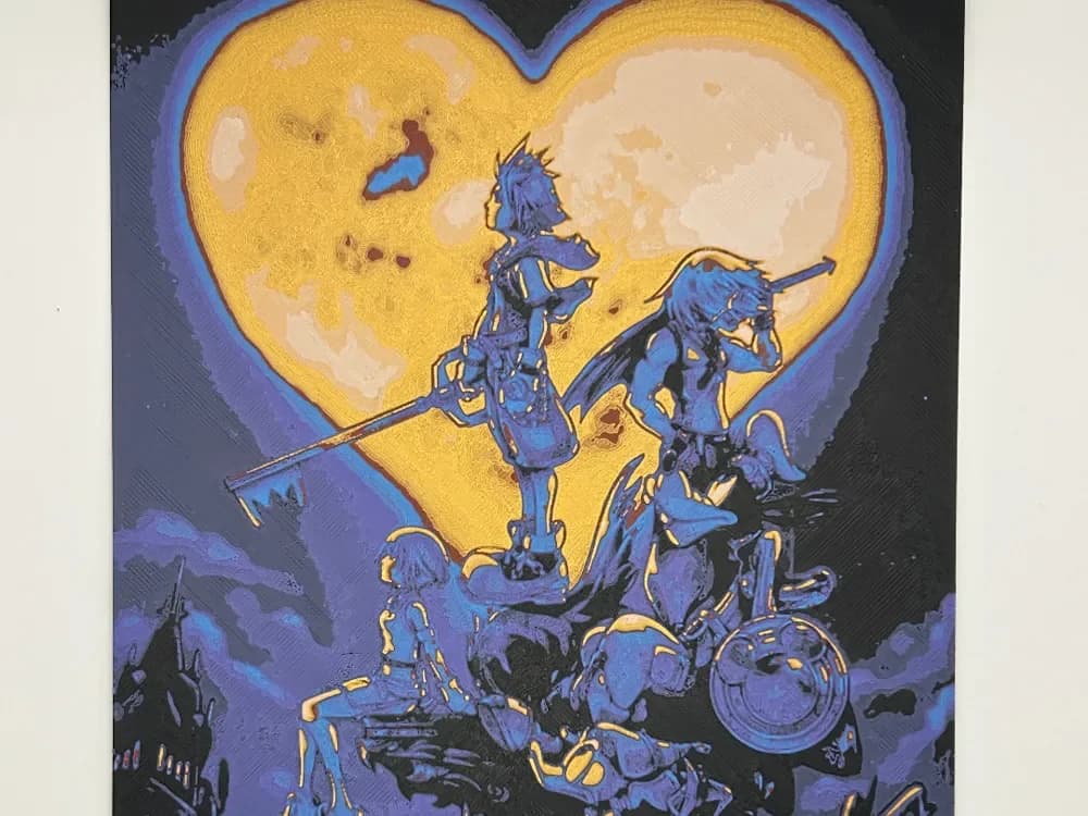 Kingdom Hearts 1 Cover Art HueForge by CreativeDestructions HueForge model: Kingdom Hearts 1 Cover Art HueForge by CreativeDestructions