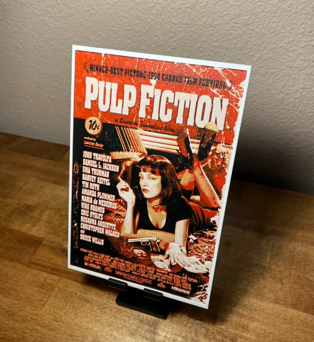 Hueforge - Pulp Fiction - Movie Poster 2 by Cloudy Nostalgia HueForge model: Hueforge - Pulp Fiction - Movie Poster 2 by Cloudy Nostalgia