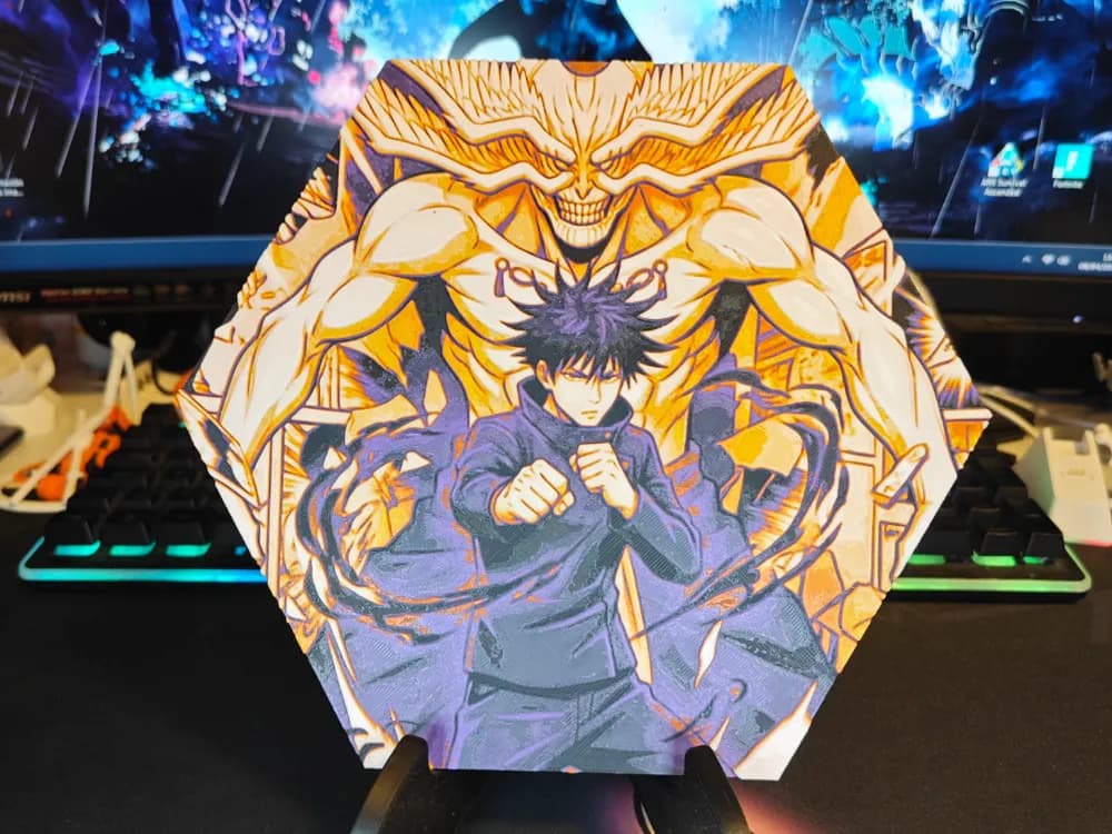 Hueforge Megumi (Jujutsu Kaisen) honeycomb mode by JGz3DMaker HueForge model: Hueforge Megumi (Jujutsu Kaisen) honeycomb mode by JGz3DMaker