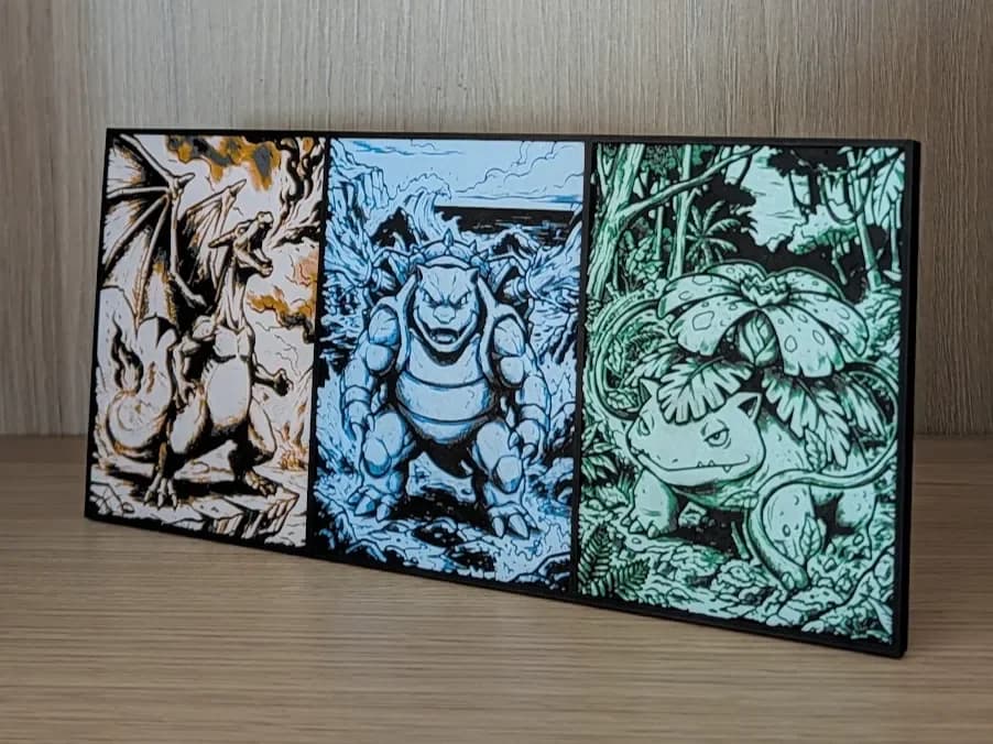 Kanto Starter Final Evolution Hueforge & Frame Kanto Starter Final Evolution Hueforge & Frame