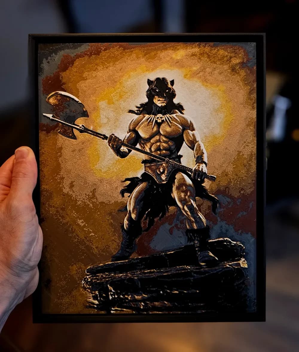 DarkWolf - Fire and Ice (Filament Painting) by C3D HueForge model: DarkWolf - Fire and Ice (Filament Painting) by C3D