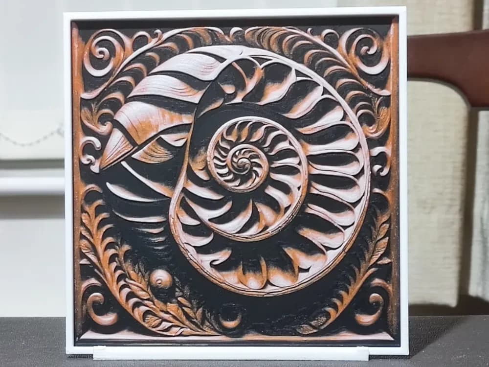 Wood Carving Nautilus - HueForge 3 Color by BoDad HueForge model: Wood Carving Nautilus - HueForge 3 Color by BoDad