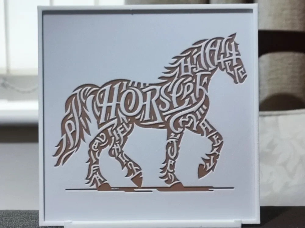 Word Art Horse - HueForge 2 Color by BoDad HueForge model: Word Art Horse - HueForge 2 Color by BoDad