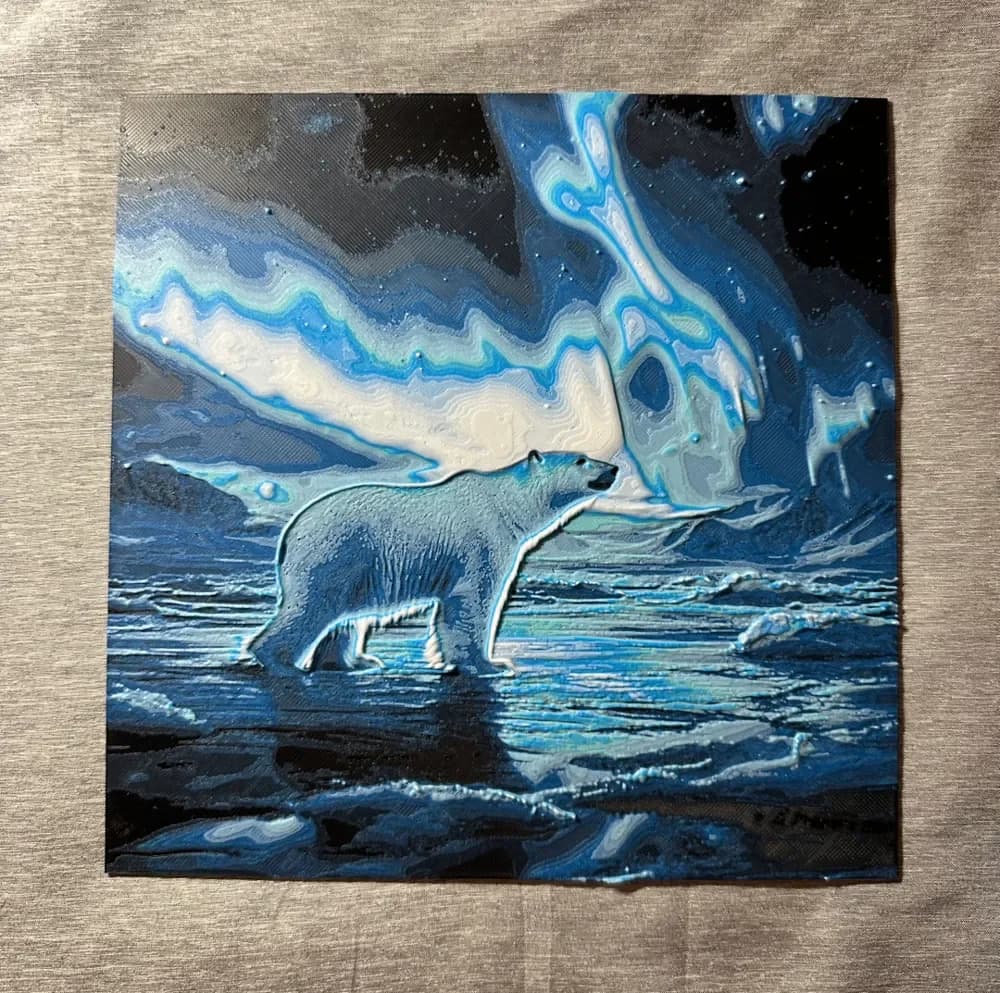 HueForge model: Polar Bear Northern Lights Hueforge by Hey Ben