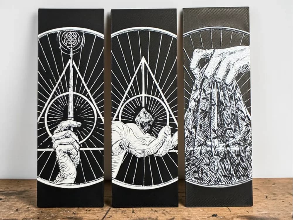 Harry Potter Deathly Hallows Bookmark Set by The SkyLab 3D HueForge model: Harry Potter Deathly Hallows Bookmark Set by The SkyLab 3D