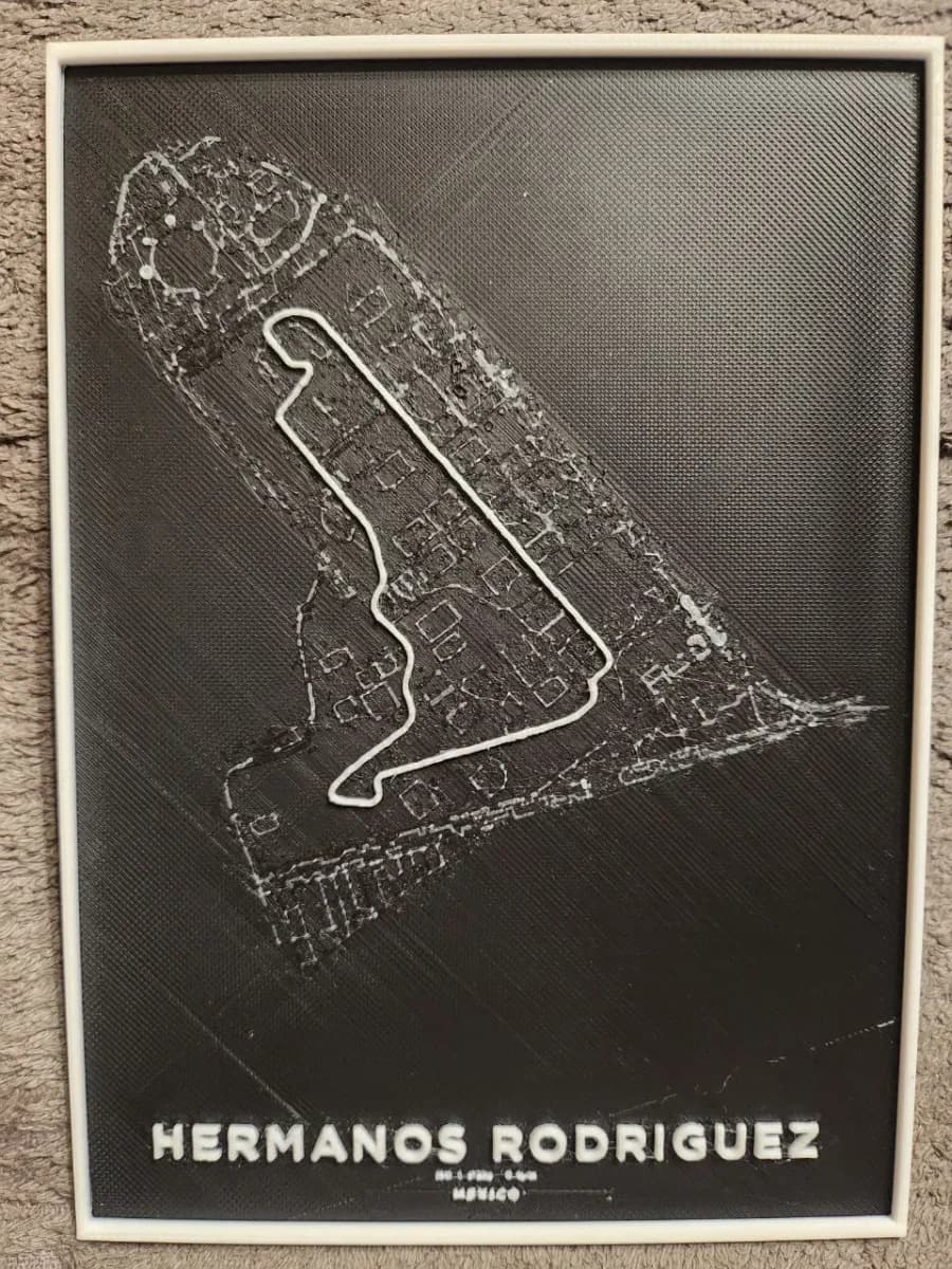 Rodriguez Brothers - Mexico City F1 Circuit - HueForge by keko HueForge model: Rodriguez Brothers - Mexico City F1 Circuit - HueForge by keko