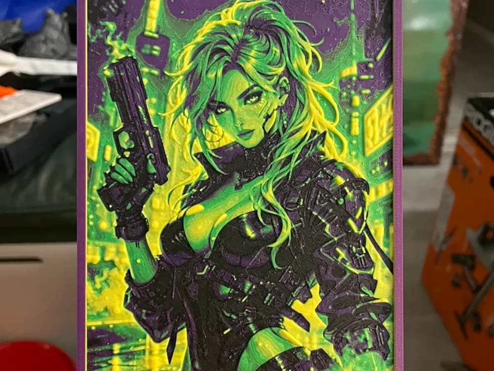 CyberVibe with a Gun V2 by Advancedtechworldwide HueForge model: CyberVibe with a Gun V2 by Advancedtechworldwide