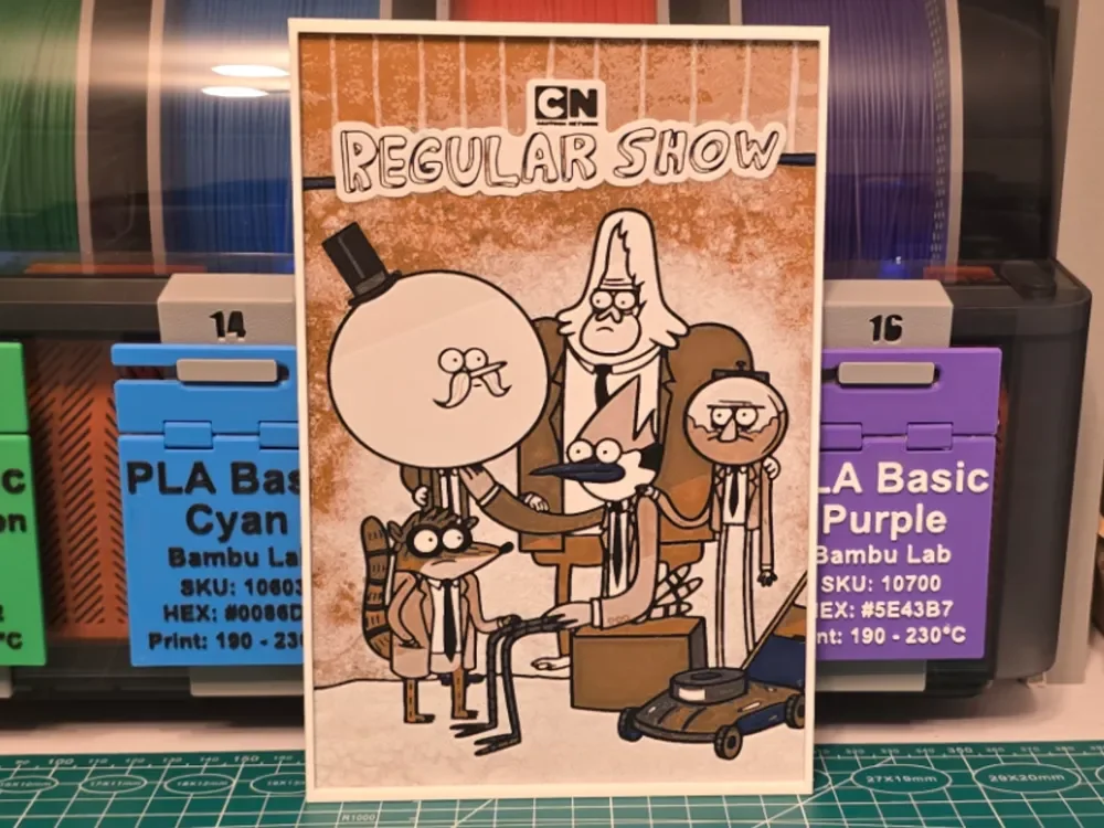 Regular Show Poster - Hueforge Art by Lumpy3D HueForge model: Regular Show Poster - Hueforge Art by Lumpy3D