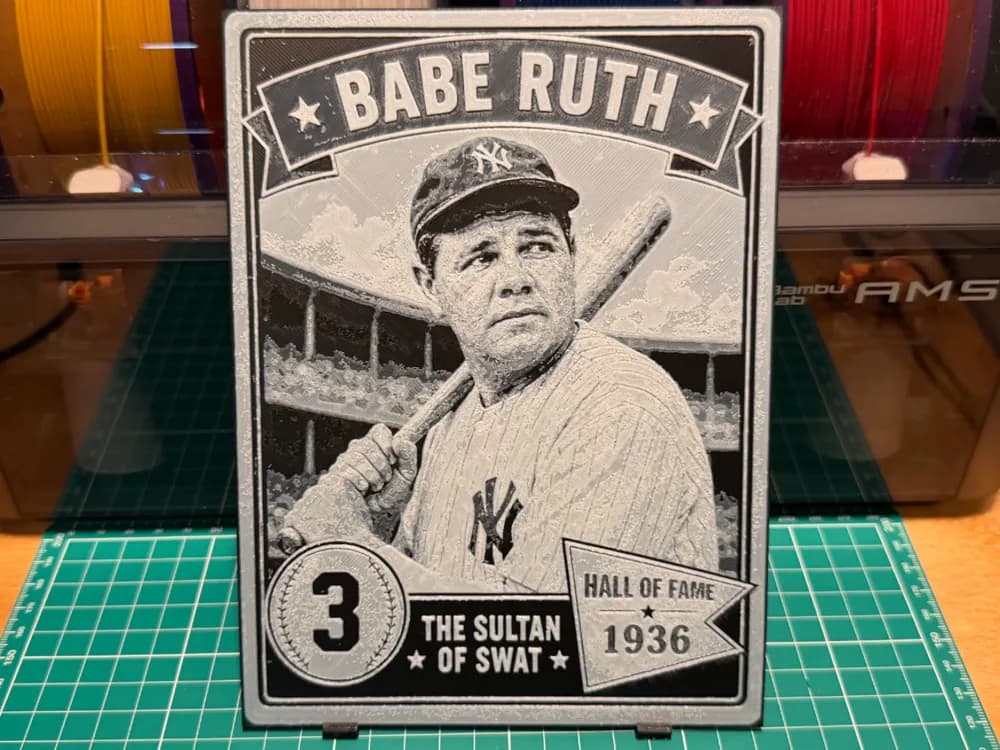 Babe Ruth Vintage Baseball Card by liv_3d HueForge model: Babe Ruth Vintage Baseball Card by liv_3d